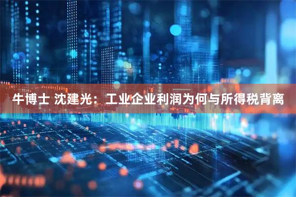 牛博士 沈建光：工业企业利润为何与所得税背离